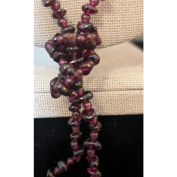 Natural Garnet Chip Bead 34" Necklace - Picture 3 of 5